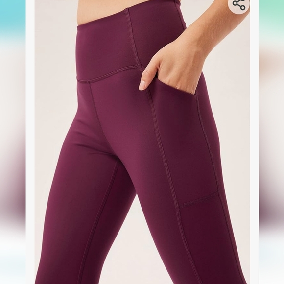 Compression‎ Pocket Leggings, High Rise Waist Pants for Yoga Workout Sz M Plum - Picture 3 of 10
